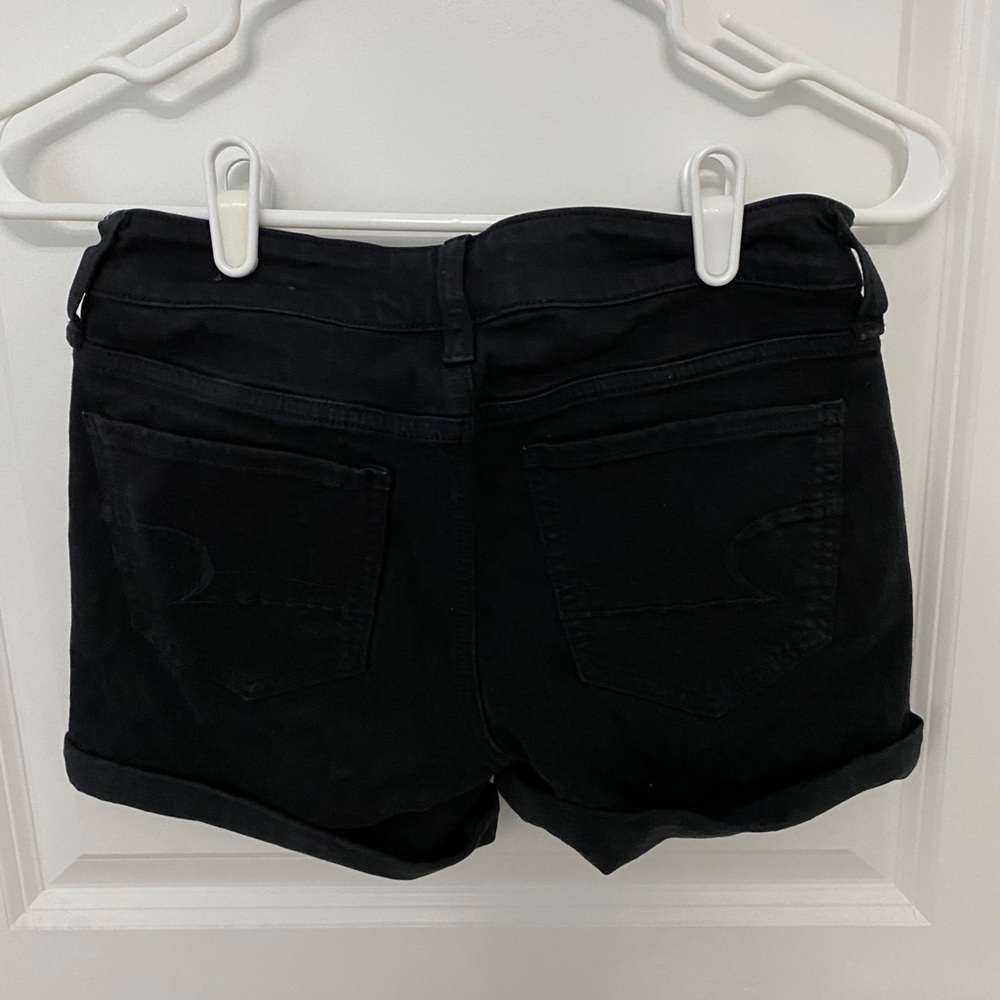 american eagle black denim shorts